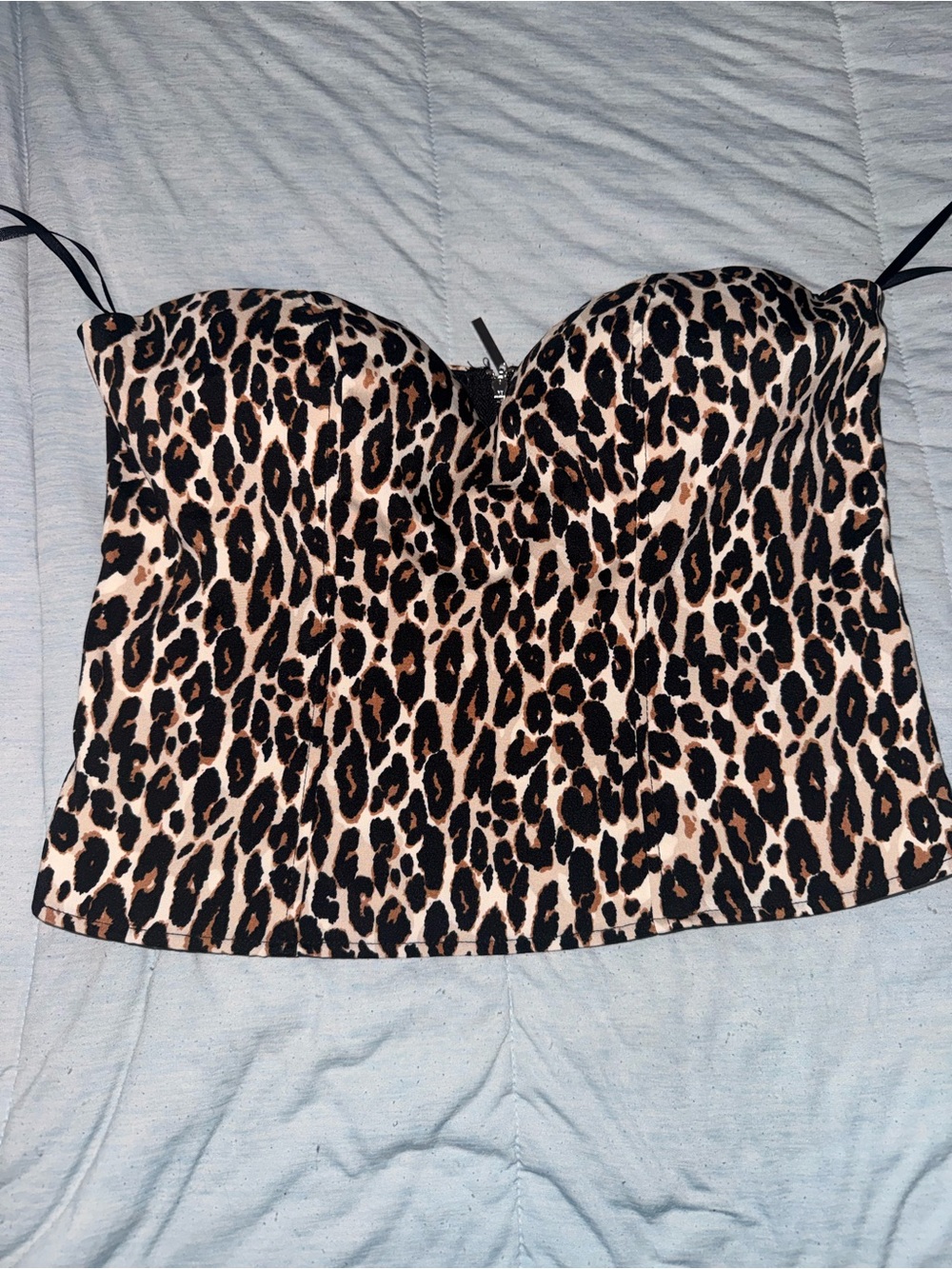 Say What? Leopard Print Bustier Crop Top - Black & Tan